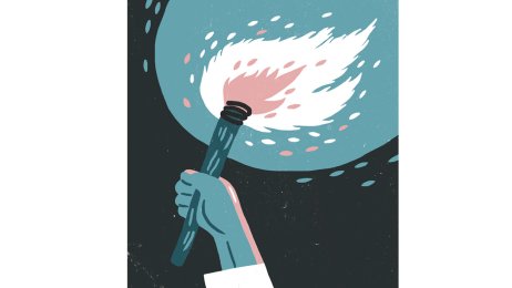 Sykepleier som holder en fakkel i hånden. Illustrasjonen viser en sykepleier som holder en fakkel i hånden.