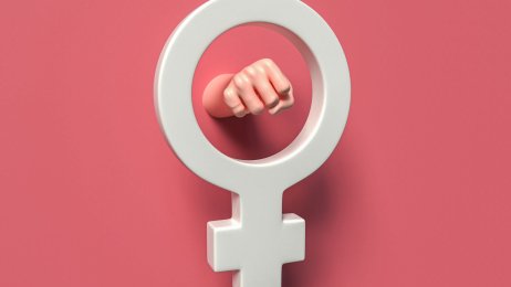 Abort Bildet viser en illustrasjon med en knyttneve som kommer ut av kvinnesymbolet.