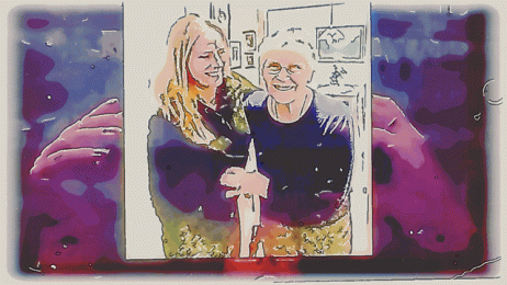 Hjemmesykepleie Bildet viser to kvinner