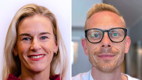 Bildet viser to portrettbilder, ett av Thea Rebecca Eigestad og Kurt Hatløy