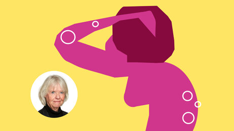 Bilde viser en tegnet kvinne med hånden over hodet