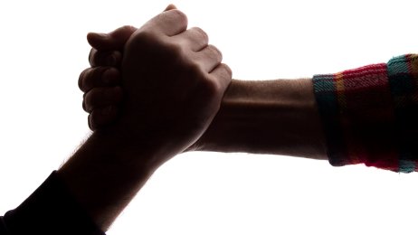 Verne om varslere Bildet viser to never som holder i hverandre.