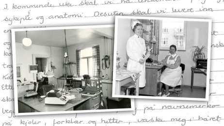 Bildet viser collage med gamle bilder og brev.