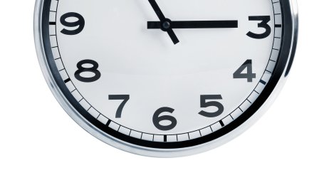 Arbeidstid, 6-timersdag Bildet viser en klokke