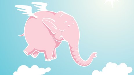 Drømmer Illustrasjon av rosa elefant omgitt av skyer