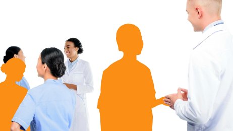 Vikarer Bildet viser en gruppe sykepleiere og hvor noen av dem bare er silhuetter