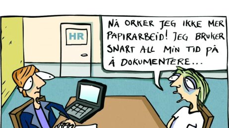 Helsetjeneste, helsepolitikk Illustrasjonen viser en sykepleier og en leder.