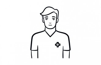 Illustrasjonen viser en sykepleier.