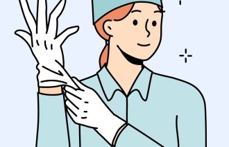 Illustrasjonen viser en helsearbeider.