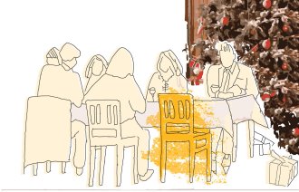 Juleselskap med en tom stol Juleselskap med en tom stol