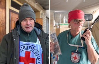 bøyum og nilsen i felt for røde kors