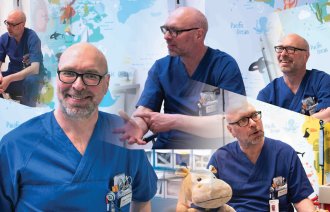 Bilde viser en montasje av Magne Roar Kvavik på barneposten ved Nordlandsykehuset.