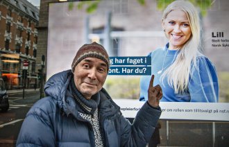 Akhenaton de Leon, leder i OMOD,NSF-leder Lill Sverresdatter Larsen på bilde