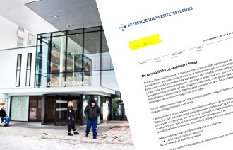 Bildet viser Collage av brev og Ahus i bakgrunnen