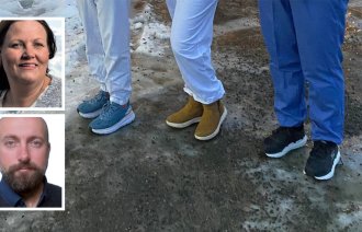 Bildet viser xx og xx (innfelt) og sykepleiere i tynnkledde sykepleiere.