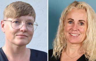 Bildet viser to portretter, ett av Edith Roth Gjevjon og ett av Ann-Chatrin Linqvist Leonardsen