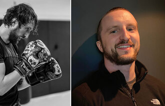 Bildet består av to bilder; det ene viser Branislav før han ble syk og hvor han bokser. Det andre bildet er tatt etter sykdommen. Branislav står inntil en vegg og smiler til kamera 