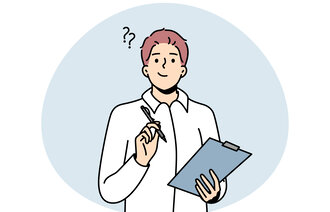 Illustrasjonen viser en mann som tenker på noe.