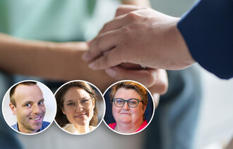 Bildet viser en hånd som holder rundt en annen hånd.