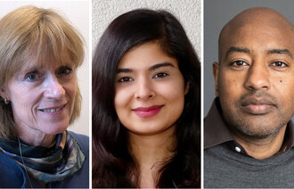 Bildet viser et portrettbilde av de tre innleggsforfatterne