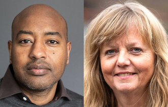 Bildet viser innleggsforfatterne Jonas Debesay og Tone Rustøen