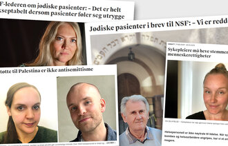Bildet viser en faksimile av flere innlegg i Sykepleien om det samme temaet