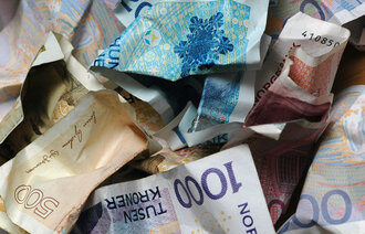 Bildet viser norske pengesedler