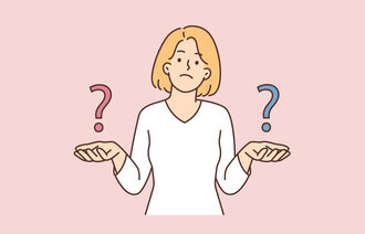 Illustrasjon viser kvinne med spørsmålstegn i hendene.