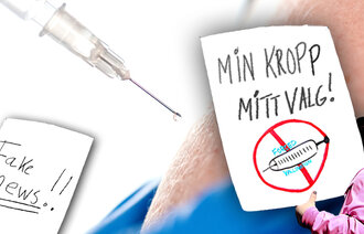 Illustrasjonsbilde av vaksinasjon og plakater