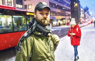 Sykepleier Max-Hendrik Wathne Gelink i snøkledd Oslo