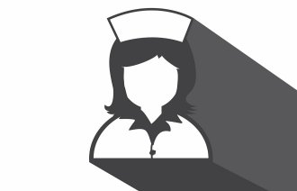 Illustrasjonen viser en sykepleier i uniform, der ansiktstrekkene er utvisket.