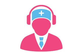 Øretelefoner på en sykepleier.