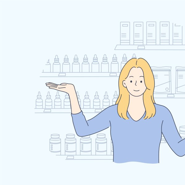 Illustrasjonen viser en kvinne som holder ut hendene til siden.