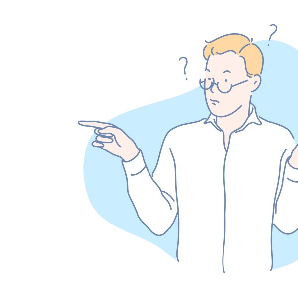 Illustrasjonen viser en mann i hvit skjorte som peker fingre i hver sin retning.