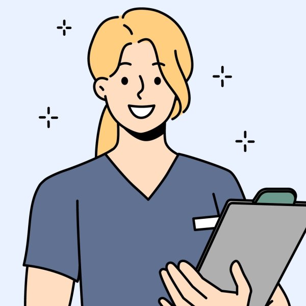 Illustrasjonen viser en helsearbeider.