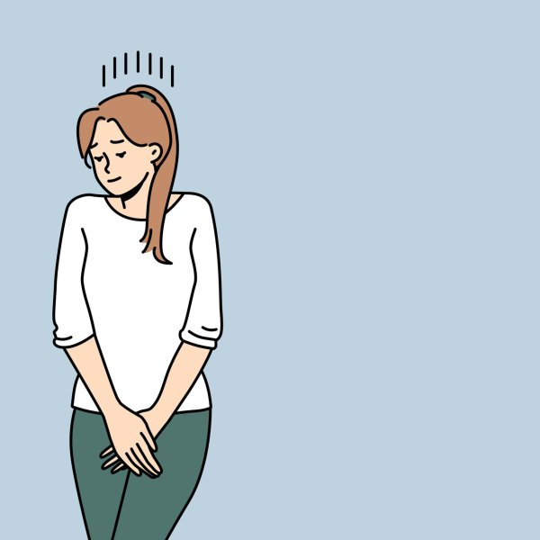 Illustrasjonen viser en kvinne med tissetrang.