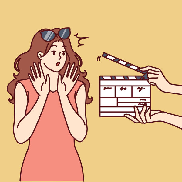 Illustrasjonen viser en kvinne som er med i en film.