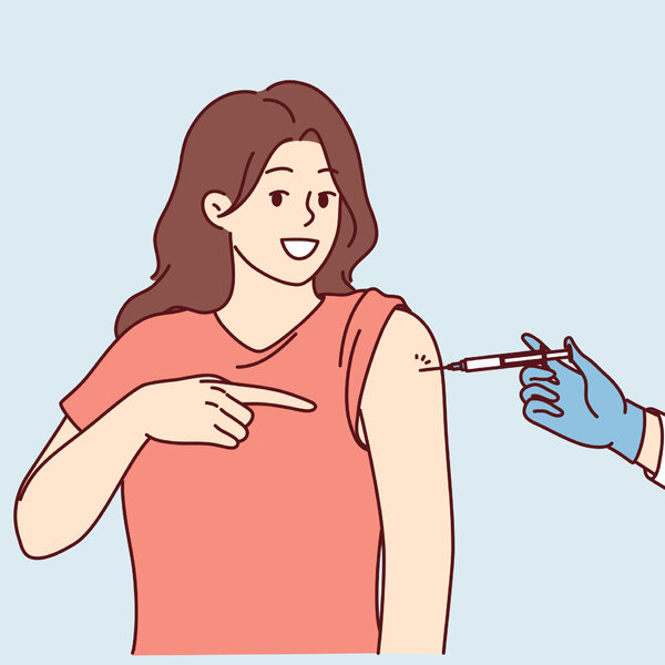 Illustrasjonen viser en kvinne som får vaksine.