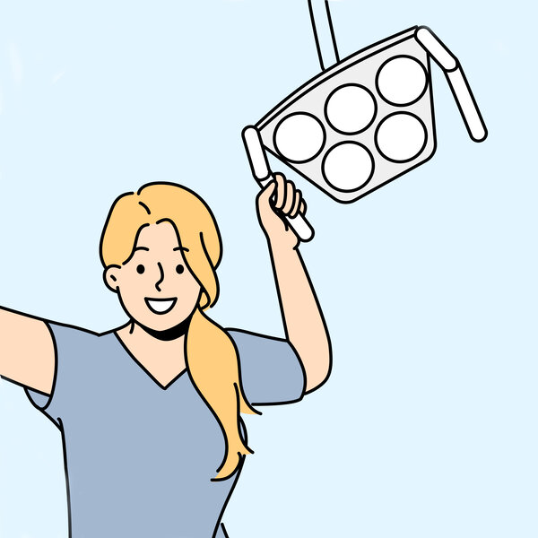 Illustrasjonen viser en kvinne som holder et sterkt lys.