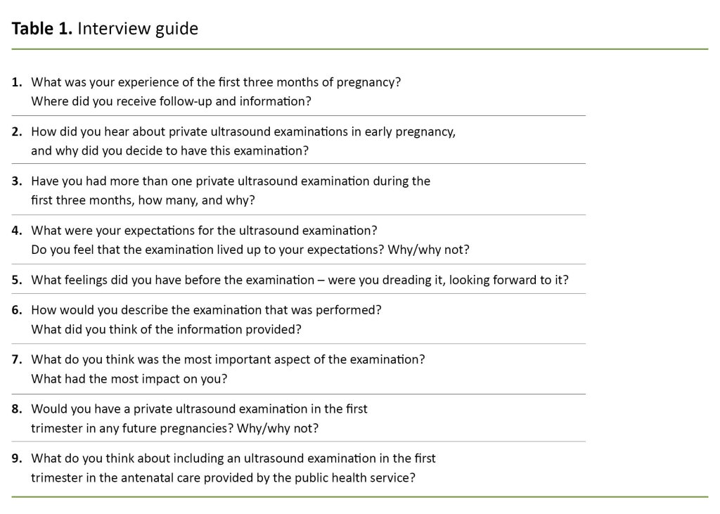Table 1. Interview guide Table 1. Interview guide