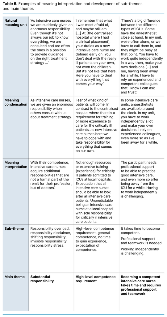Table 5. Examples of meaning interpretation and development of sub-themes and main themes Table 5. Examples of meaning interpretation and development of sub-themes and main themes