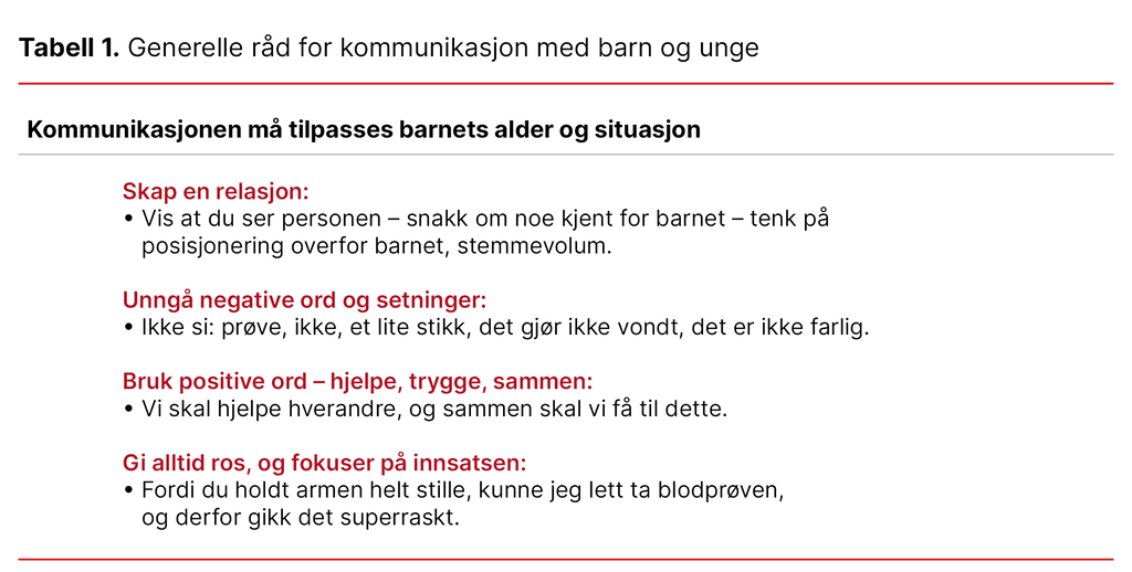 Tabell 1. Generelle råd for kommunikasjon med barn og unge Tabell 1. Generelle råd for kommunikasjon med barn og unge