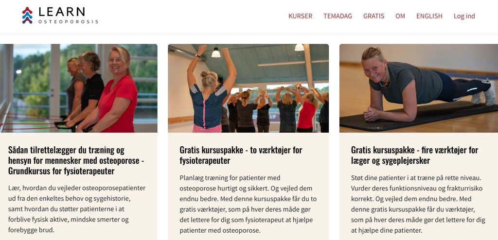 nettsiden med kurs Bildet viser nettsiden med kurs