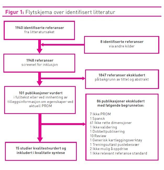 Figur som viser flytskjema over identifisert litteratur