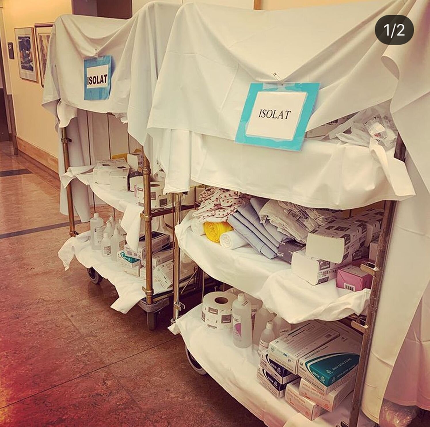 Avdeling for blodsykdommer, Oslo universitetssykehus, Rikshospitalet Bildet viser en tralle med utstyr til isolat.