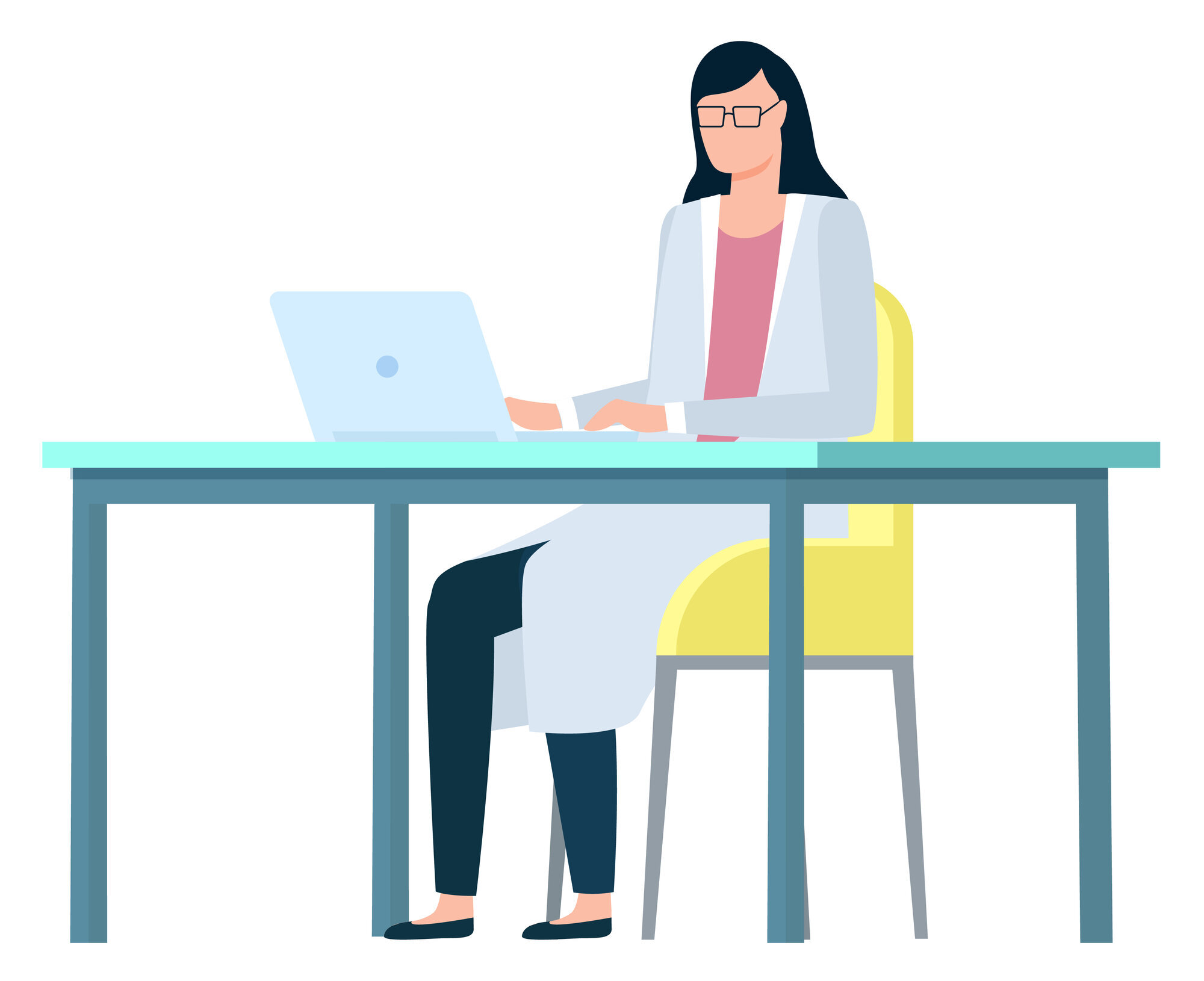 Sykepleier skriver på pc Sykepleier skriver på pc