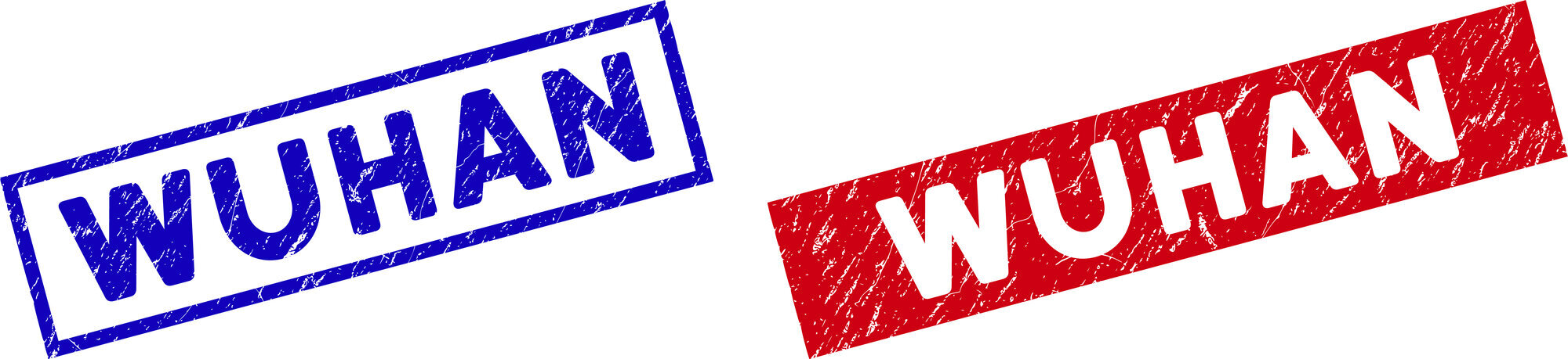 Bildet viser to stickere det står Wuhan på.