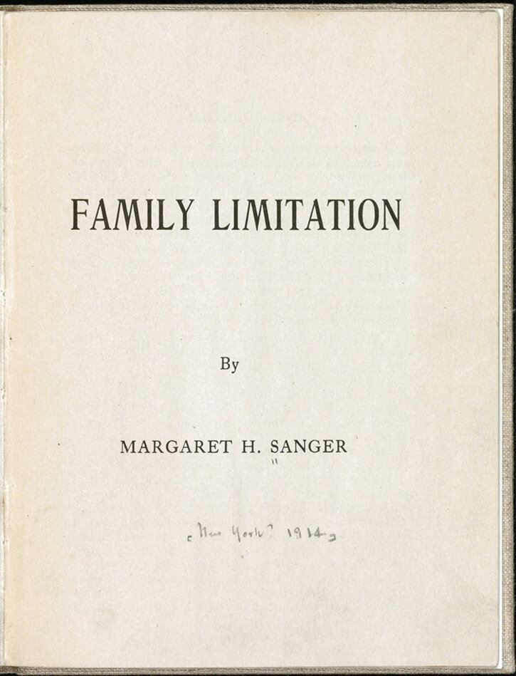 Margaret Sanger, Family Limitation Bildet viser en bokforside.