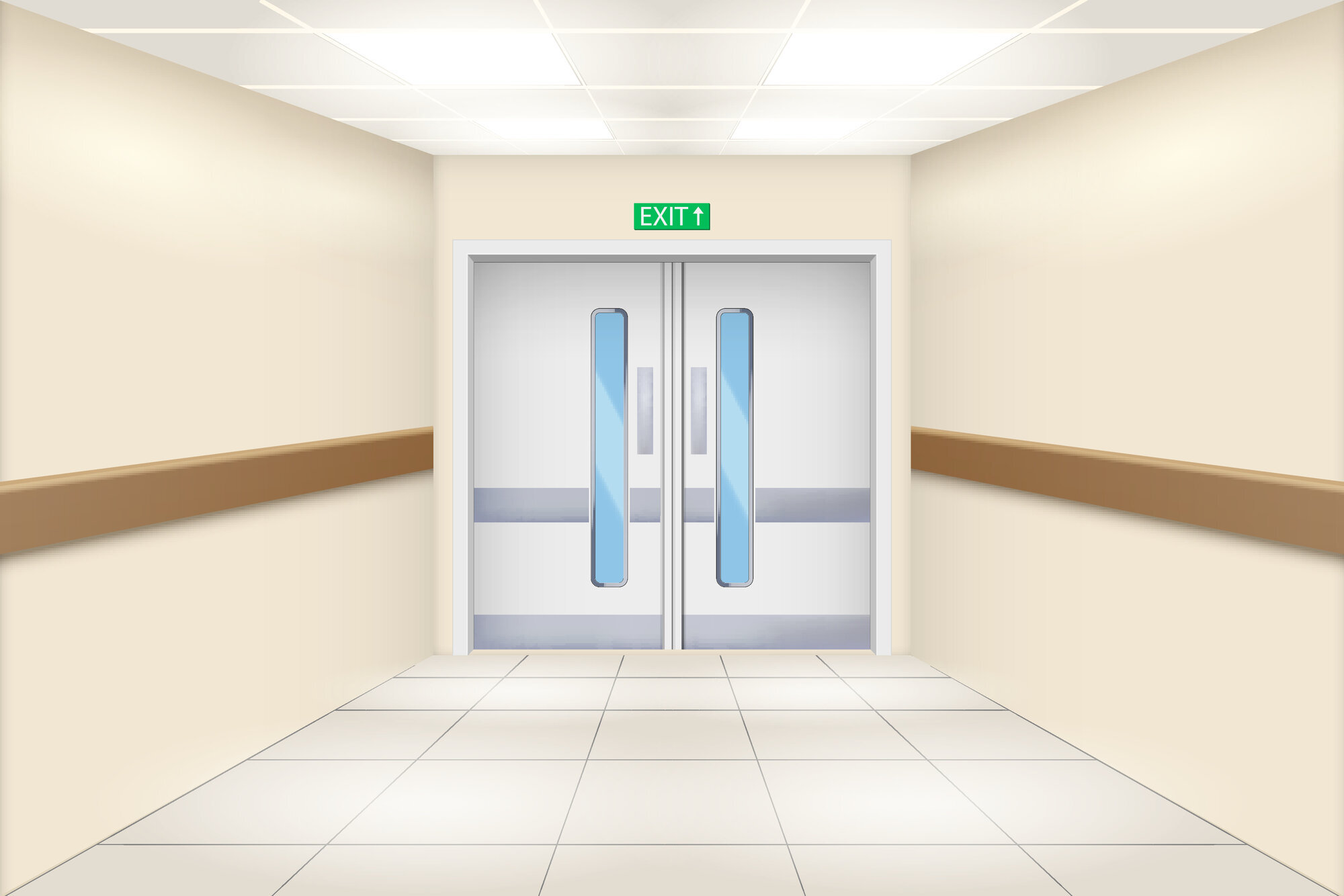 Sykehuskorridor Illustrasjonen viser en sykehuskorridor.