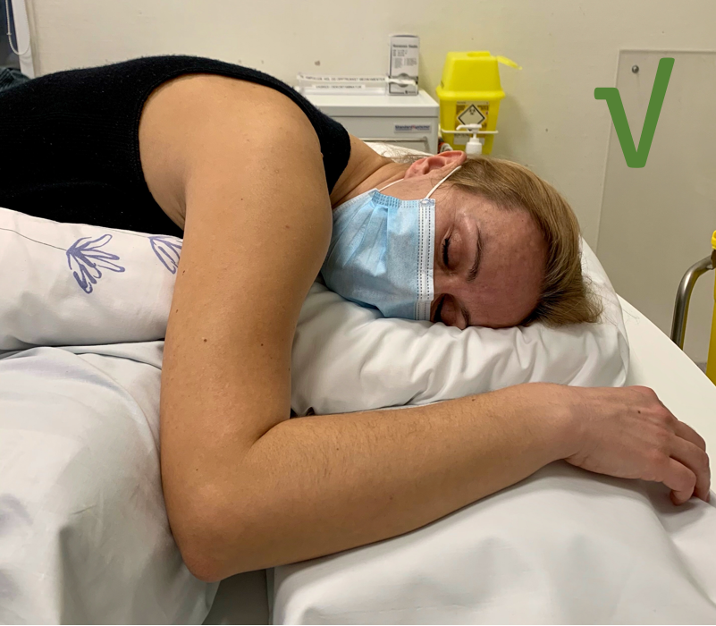 Bilde 3. Eksempel på leiring for å forebygge plexus brachialis- og nervus ulnaris-skade.